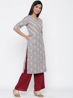 Grey embroidered cotton ethnic-kurtis 4