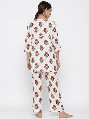 White printed blended cotton tunics 3