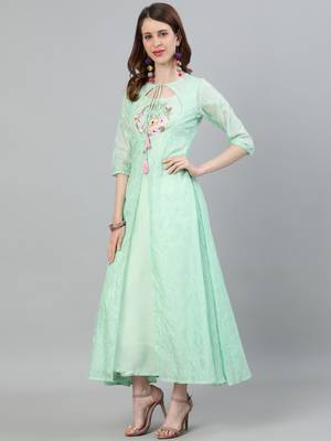 Green printed cotton party-tops 1