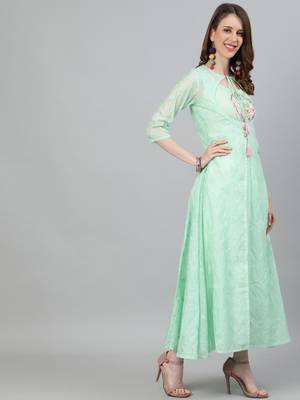 Green printed cotton party-tops 2