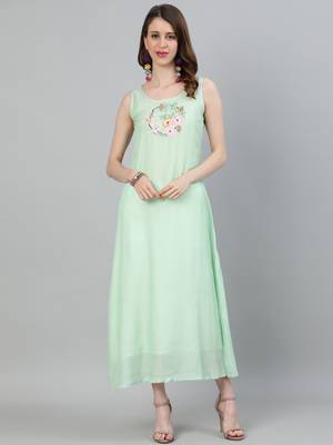 Green printed cotton party-tops 4