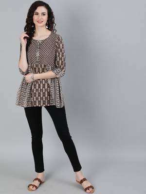 Grey printed cotton cotton-tops 1