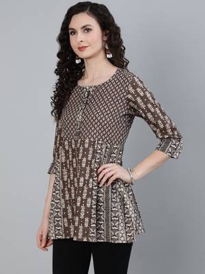 Grey printed cotton cotton-tops 2