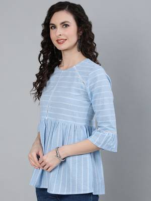 Blue printed cotton cotton-tops 2