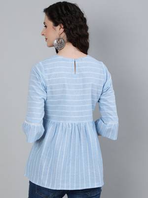 Blue printed cotton cotton-tops 3