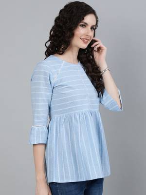 Blue printed cotton cotton-tops 5