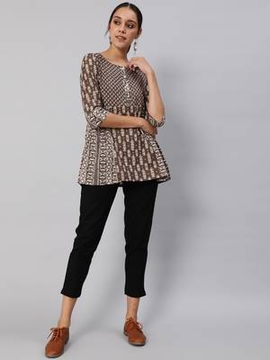 Grey printed cotton cotton-tops 2