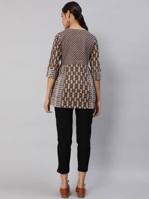 Grey printed cotton cotton-tops 3