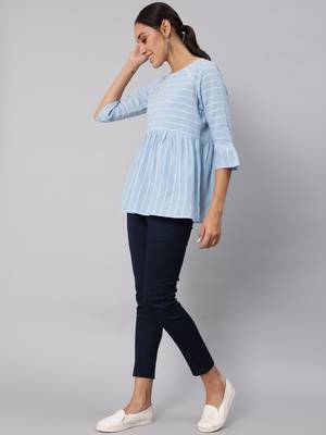 Blue printed cotton cotton-tops 2