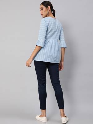 Blue printed cotton cotton-tops 3