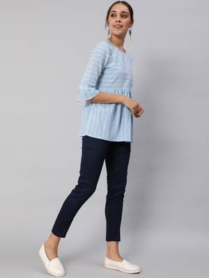Blue printed cotton cotton-tops 4