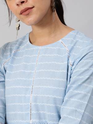 Blue printed cotton cotton-tops 5