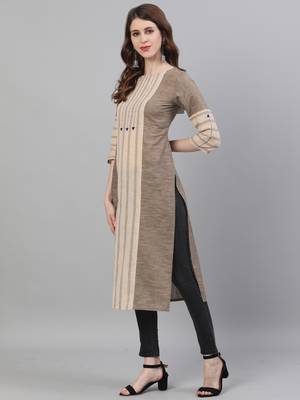 Beige embroidered cotton ethnic-kurtis 2