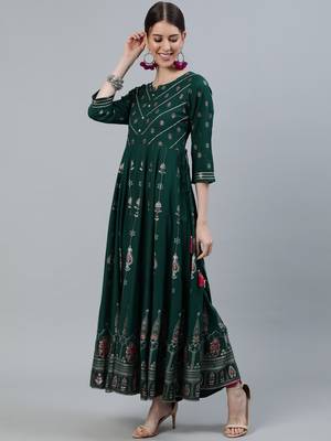 Green embroidered viscose rayon ethnic-kurtis 2