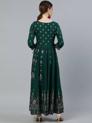 Green embroidered viscose rayon ethnic-kurtis 3