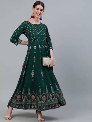 Green embroidered viscose rayon ethnic-kurtis 4