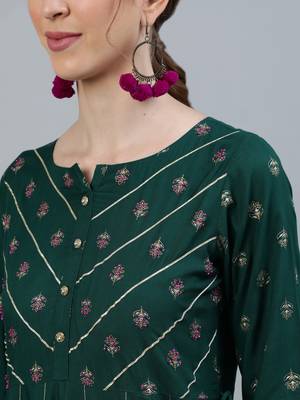 Green embroidered viscose rayon ethnic-kurtis 5