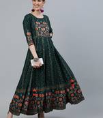 Green printed viscose rayon ethnic-kurtis