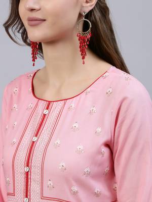 Pink embroidered viscose rayon ethnic-kurtis 5