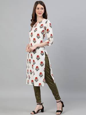 White printed cotton ethnic-kurtis 4