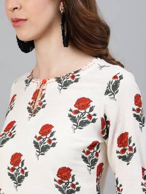 White printed cotton ethnic-kurtis 5