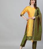 Mustard self design silk blend salwar