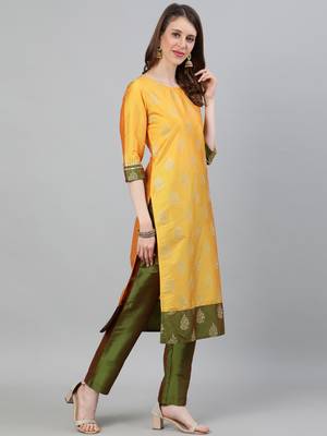 Mustard self design silk blend salwar 2