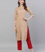 Beige self design cotton salwar