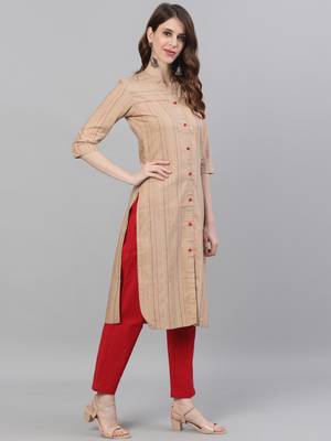 Beige self design cotton salwar 2
