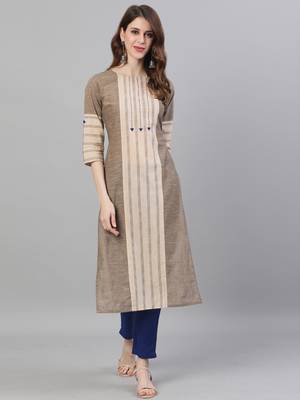 Beige stripes print pure cotton salwar 1