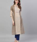 Beige stripes print pure cotton salwar