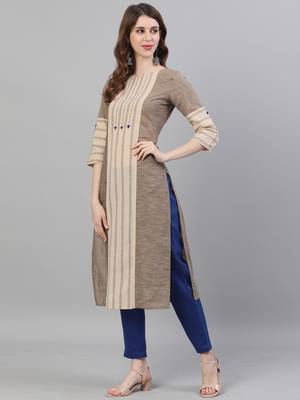 Beige stripes print pure cotton salwar 2