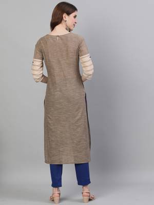 Beige stripes print pure cotton salwar 3