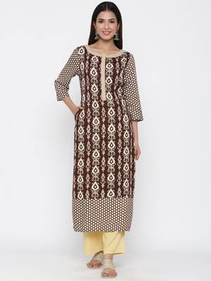Brown self design viscose rayon salwar 1