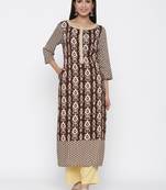 Brown self design viscose rayon salwar