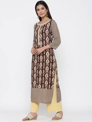 Brown self design viscose rayon salwar 2