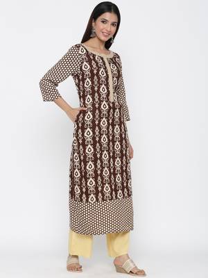 Brown self design viscose rayon salwar 4