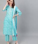 Blue printed pure cotton salwar