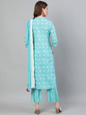 Blue printed pure cotton salwar 3