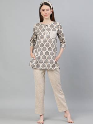 Blue printed cotton tunics 1