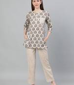 Blue printed cotton tunics
