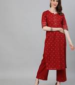 Maroon self design pure cotton salwar