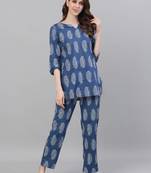 Blue woven cotton tunics