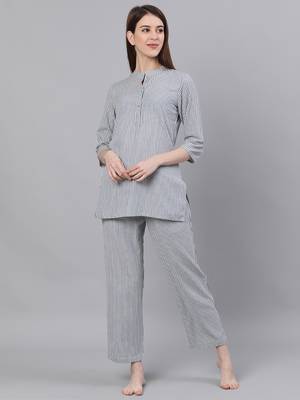 Blue woven blended cotton tunics 1