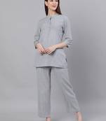 Blue woven blended cotton tunics