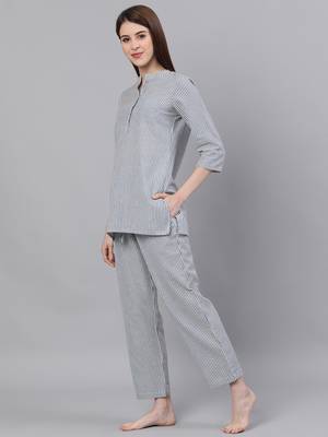 Blue woven blended cotton tunics 2
