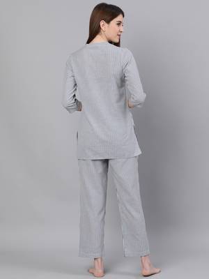 Blue woven blended cotton tunics 3