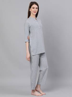Blue woven blended cotton tunics 4