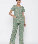 Sea-green printed cotton tunics