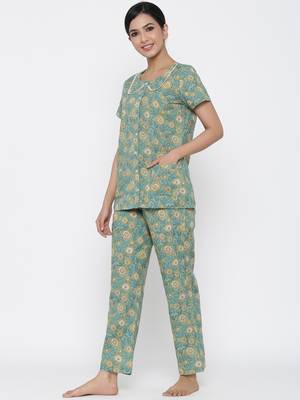 Sea-green printed cotton tunics 2